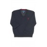 Granatowy sweter chłopięcy dekolt w literkę V, Polo Ralph Lauren