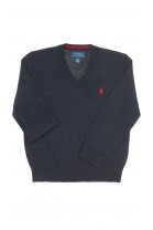 Granatowy sweter chłopięcy dekolt w literkę V, Polo Ralph Lauren
