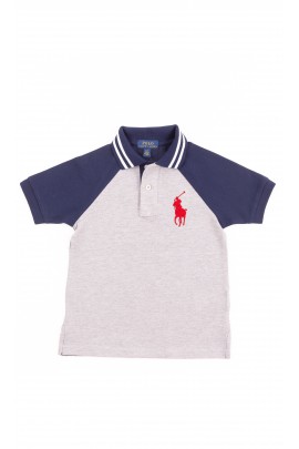 Szaro-granatowa koszulka  polo chłopięca, Polo Ralph Lauren