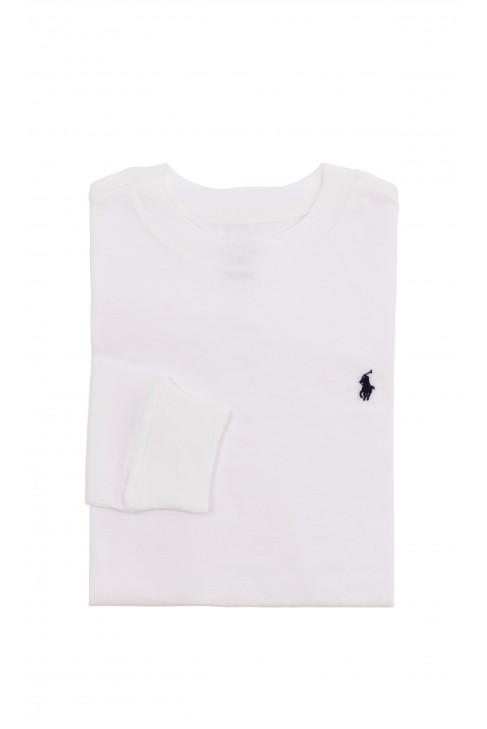 Biały t-shirt chłopięcy na długi rękaw, Polo Ralph Lauren
