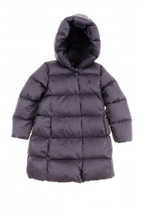 Czarny puchowy płaszcz dziewczęcy, Polo Ralph Lauren Czarny puchowy płaszcz dziewczęcy, Polo Ralph Lauren