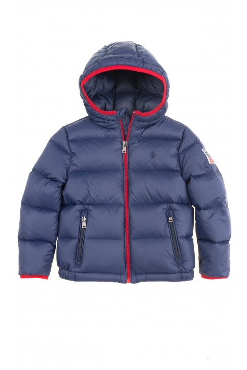Granatowa kurtka chłopięca z kapturem, Polo Ralph Lauren Granatowa kurtka chłopięca z kapturem, Polo Ralph Lauren