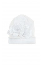 Biała czapeczka niemowlęca dla dziewczynki do chrztu, Aletta