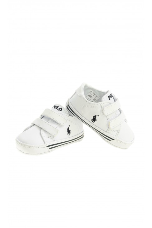 Białe buciki niemowlęce na rzepy, Polo Ralph Lauren