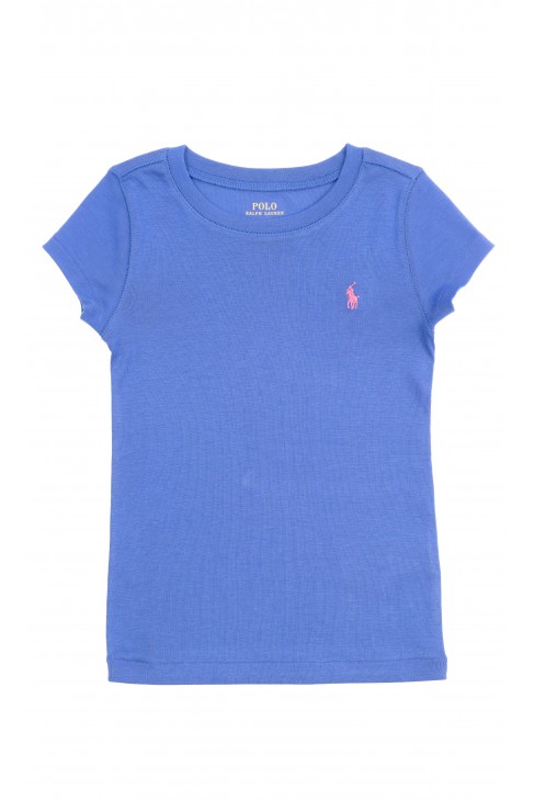 Szafirowy t-shirt dziewczęcy na krótki rękaw, Polo Ralph Lauren Szafirowy t-shirt dziewczęcy na krótki rękaw, Polo Ralph Lauren