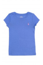 Szafirowy t-shirt dziewczęcy na krótki rękaw, Polo Ralph Lauren