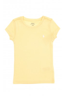 Żółty t-shirt dziewczęcy na krótki rękaw, Polo Ralph Lauren