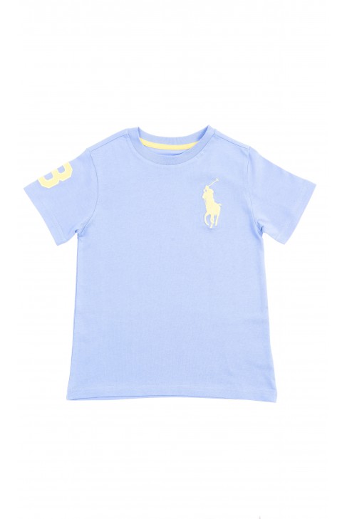 Niebieski t-shirt chłopięcy na krótki rękaw, Polo Ralph Lauren Niebieski t-shirt chłopięcy na krótki rękaw, Polo Ralph Lauren