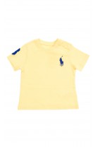 Żółty t-shirt niemowlęcy na krótki rękaw z dużym konikiem, Polo Ralph Lauren