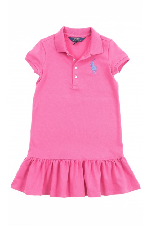Różowa sukienka z falbanką na dole, Polo Ralph Lauren Różowa sukienka z falbanką na dole, Polo Ralph Lauren