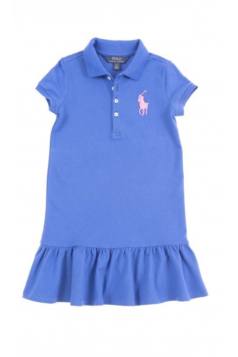 Szafirowa sukienka z falbanką na dole, Polo Ralph Lauren Szafirowa sukienka z falbanką na dole, Polo Ralph Lauren