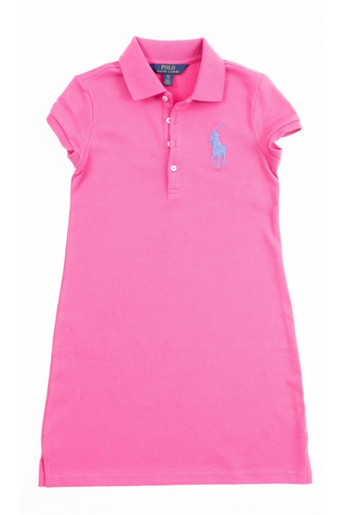 Prosta różowa sukienka dziewczęca, Polo Ralph Lauren Prosta różowa sukienka dziewczęca, Polo Ralph Lauren