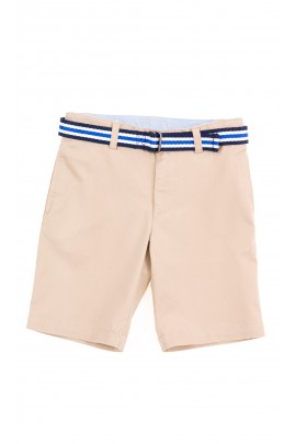 Short beige avec ceinture blanche et bleue marine pour les garcons, Polo Ralph Lauren