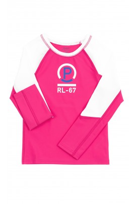 Tee shirt blanc et rose de sport pour les filles, Polo Ralph Lauren