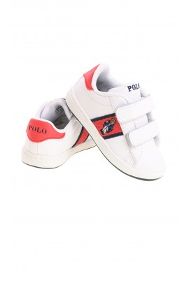 Chaussures de sport blanches pour enfants avec fermeture velcro, Polo Ralph Lauren