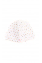 Bonnet pour bébé, coton, blanc avec motifs roses, Ralph Lauren