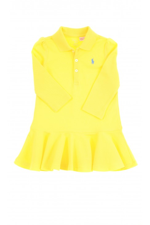 Żółta sukienka niemowlęca z długim rękawem, Ralph Lauren