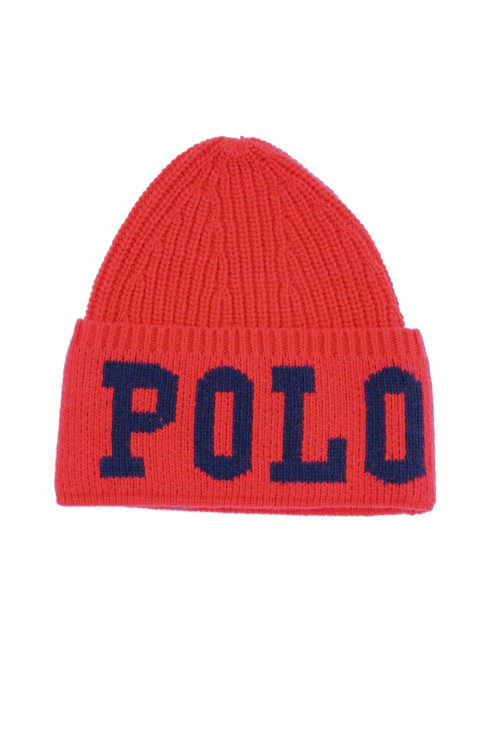 Ciepła czerwona wciągana czapka, Polo Ralph Lauren Ciepła czerwona wciągana czapka, Polo Ralph Lauren