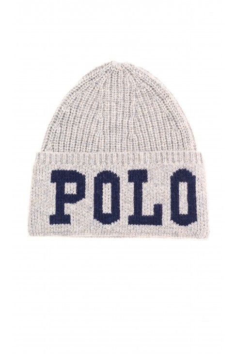 Ciepła szara wciągana czapka, Polo Ralph Lauren Ciepła szara wciągana czapka, Polo Ralph Lauren