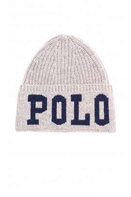 Ciepła szara wciągana czapka, Polo Ralph Lauren