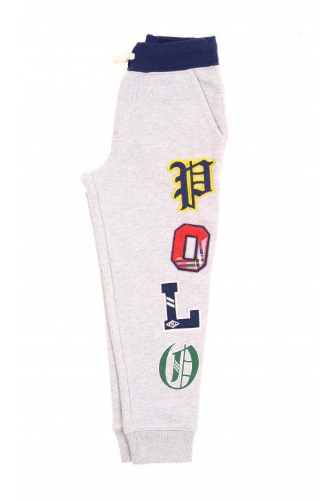 Szare spodnie dresowe z przodu z aplikacjami, Polo Ralph Lauren Szare spodnie dresowe z przodu z aplikacjami, Polo Ralph Lauren