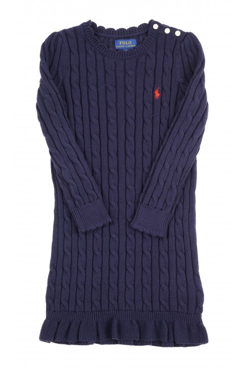 Robe bleu marine en maille torsade, Polo Ralph Lauren