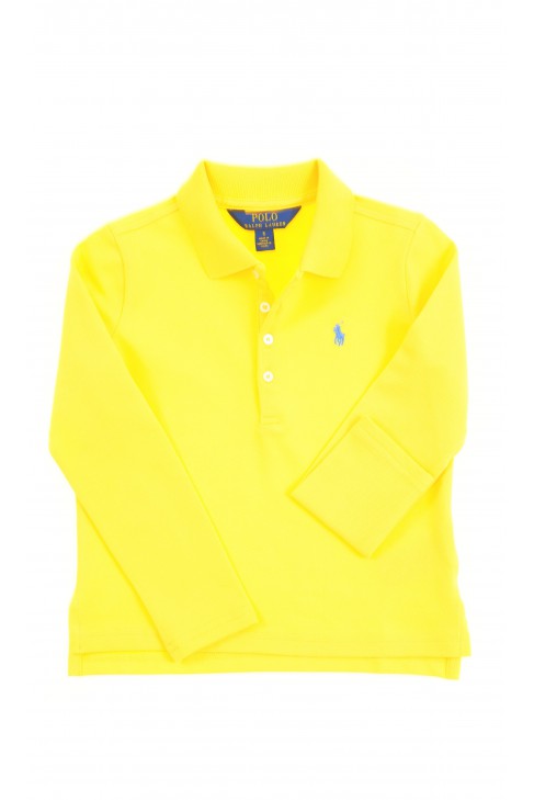 Żółta koszulka polo dziewczęca na długi rękaw, Polo Ralph Lauren