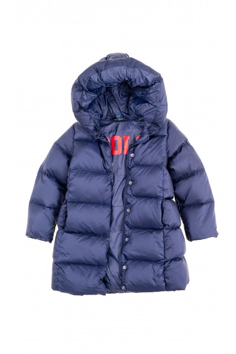 Granatowy puchowy płaszcz dziewczęcy, Polo Ralph Lauren Granatowy puchowy płaszcz dziewczęcy, Polo Ralph Lauren