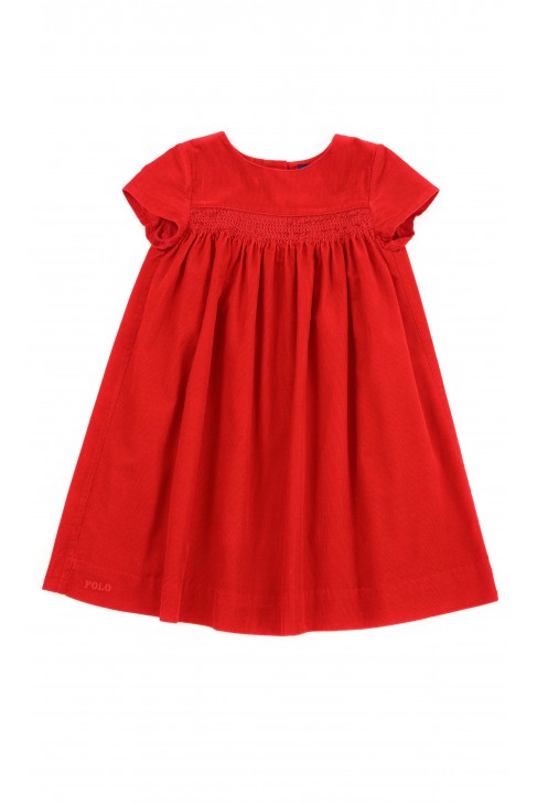 Robe rouge en velours côtelé à manches courtes, Polo Ralph Lauren