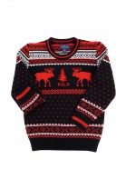 Sweter czarno-czerwony z motywem świątecznym, Polo Ralph Lauren