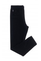 Czarne legginsy dziewczęce welurowe, Polo Ralph Lauren