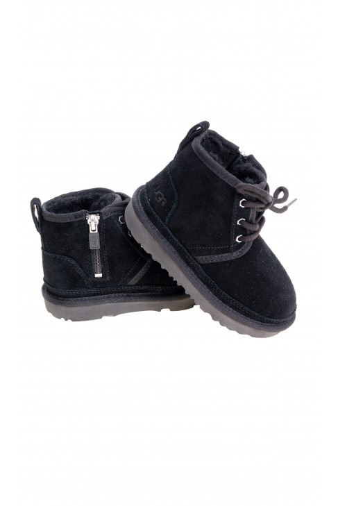 Black ankle boots with side zip for boys, UGG   