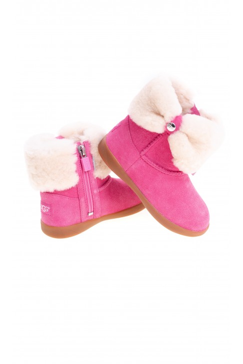 Bottines roses avec  fermeture à glissière au bord rabattu , UGG