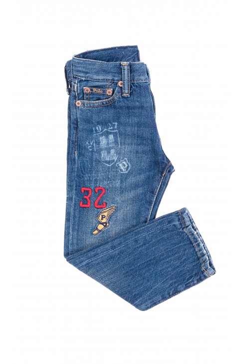 Pantalon en jeans avec un imprimé sur la jambe, Polo Ralph Lauren