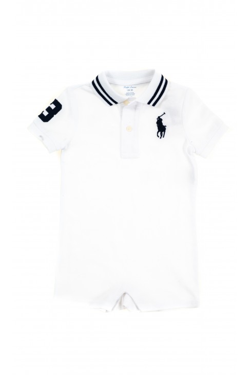Białe rampersy niemowlęce dla chłopca, Ralph Lauren Białe rampersy niemowlęce dla chłopca, Ralph Lauren