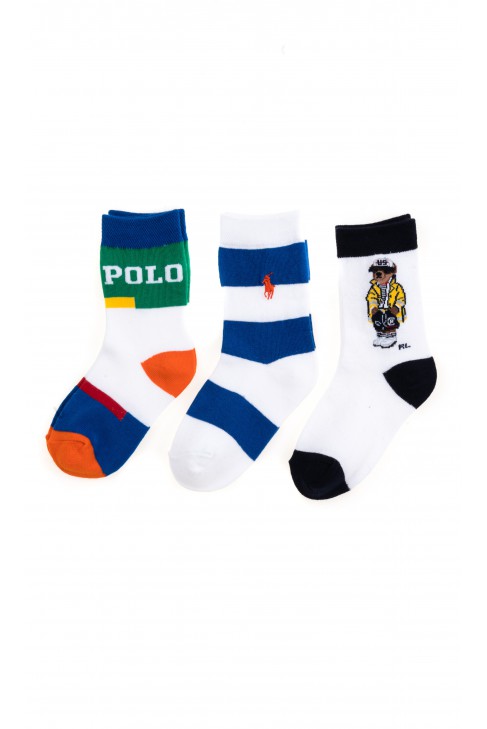 Skarpetki chłopięce z kultowym misiem 3-pak, Polo Ralph Lauren Skarpetki chłopięce z kultowym misiem 3-pak, Polo Ralph Lauren