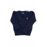 Granatowy sweter dziewczęcy o splocie warkoczowym, Polo Ralph Lauren