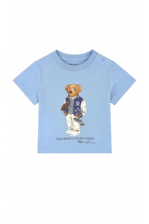 Niebieski t-shirt dziecięcy z kultowym misiem, Polo Ralph Lauren Niebieski t-shirt dziecięcy z kultowym misiem, Polo Ralph Lauren