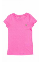 Różowy t-shirt dziewczęcy na krótki rękaw, Polo Ralph Lauren	