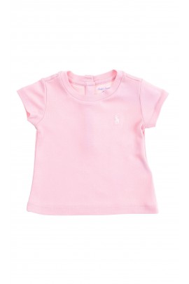 Jasno różowy t-shirt dziewczęcy na krótki rękaw, Polo Ralph Lauren