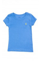 Niebieski t-shirt dziewczęcy na krótki rękaw, Polo Ralph Lauren