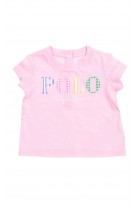 Różowy t-shirt niemowlęcy z napisem POLO z przodu, Ralph Lauren