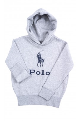 Szara bluza dresowa z kapturem z napisem POLO, Polo Ralph Lauren