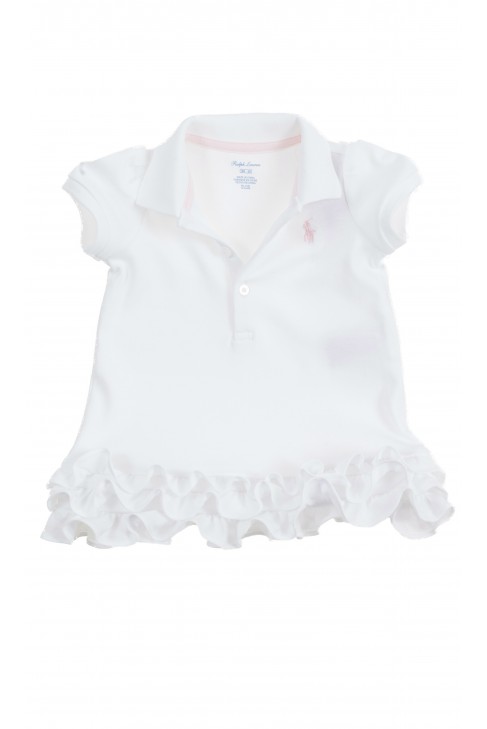 Biała niemowlęca sukienka z falbankami, Ralph Lauren