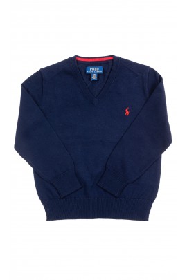 Granatowy sweter chłopięcy w literę V, Polo Ralph Lauren