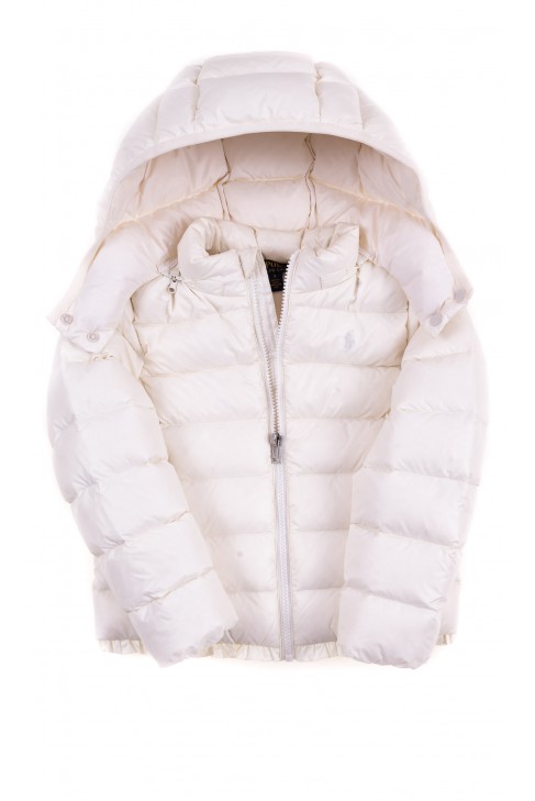 Biała puchowa kurtka dziewczęca, Polo Ralph Lauren Biała puchowa kurtka dziewczęca, Polo Ralph Lauren