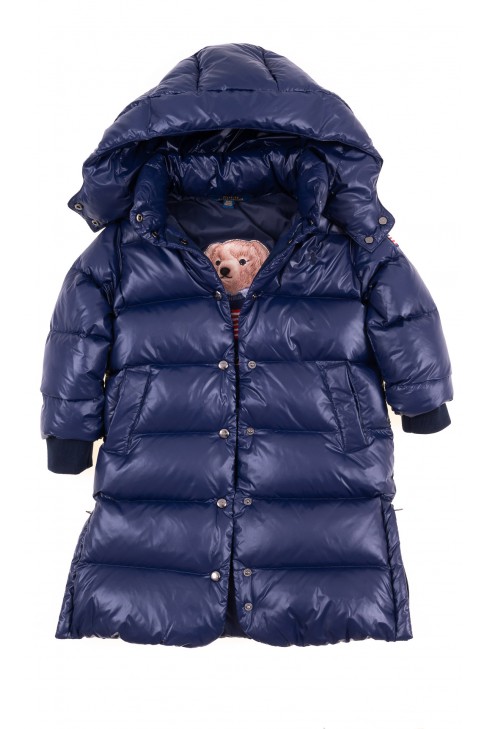 Granatowy puchowy płaszcz dziewczęcy, Polo Ralph Lauren Granatowy puchowy płaszcz dziewczęcy, Polo Ralph Lauren