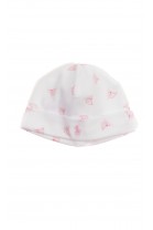 Biała wciągana czapka niemowlęca w różowe wzorki, Ralph Lauren