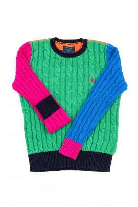 Granatowy rozpinany sweter dziewczęcy, Polo Ralph Lauren