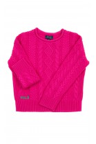 Elegancki różowy sweter dziewczęcy o różnych splotach, Polo Ralph Lauren